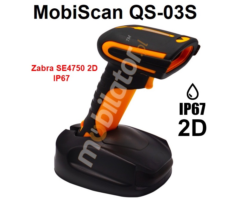 MobiScan QS-03S - Rugged reinforced waterproof (IP67 and 3m fall) industrial 2D barcode scanner with Bluetooth 4.0