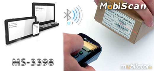 MobiScan Hand Mini MS3398 NEW Bluetooth 2.0 MOBISCAN HAND MINI MS-3398 IP64 Skaner 1D Laser Bezprzewodowy Bluetooth 2.0 Porczny MobiSCAN  Kompatybilny Windows Android IOS mobilator.pl New Portable Devices Mobilne Skanery kodw kreskowych MINI