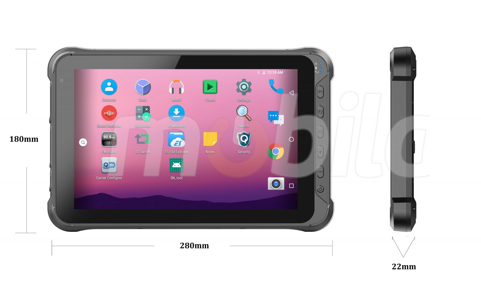 Shockproof 10 inch tablet (IP65 + MIL-STD-810G) with Honeywell 1D barcode scanner, UHF RFID, 4GB RAM, Flash 64GB ROM, BT 4.1, RJ-45 connector - Emdoor Q15P v.9 