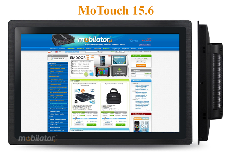 MoTouch 15.6 -  Industrial Monitor with IP65 on front cover capacitive 15.6 LED mobilator.pl New Portable Devices DVI VGA HDMI