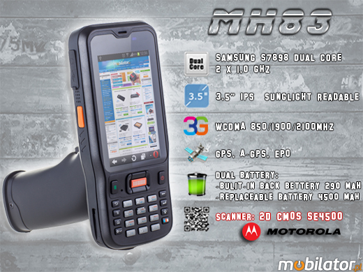 Przemysowy Kolektor Danych MobiPad MH83 RUGGED DATA COLLECTOR MH-83 rfid LF HF 3g wcdma gsm 1d barcode scanner czytnik kodow kreskowych 1d 2d