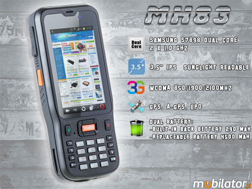 Przemysowy Kolektor Danych MobiPad MH83 RUGGED DATA COLLECTOR MH-83 rfid LF HF 3g wcdma gsm 1d barcode scanner czytnik kodow kreskowych 1d 2d