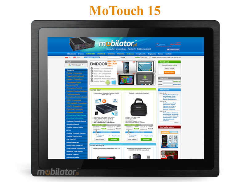 MoTouch 15 -  Industrial Monitor with IP65 on front cover capacitive 15 LED mobilator.pl New Portable Devices DVI VGA HDMI