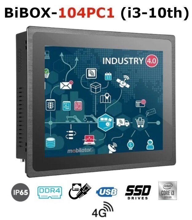 BiBOX-104PC1 (i3-10th) Industrial Panel PC with modern i3 processor with 4G module (1xLAN, 4xUSB)