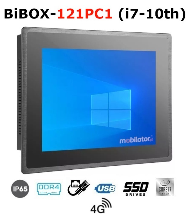 BiBOX-121PC1 (i7-10th) Industrial PanelPC with modern i7-10510U processor with 4G module