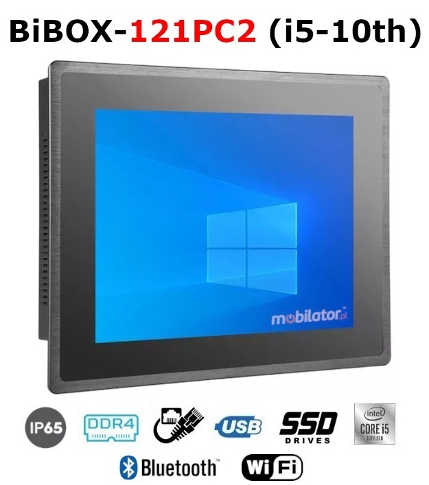 BiBOX-121PC2 (i5-10th) 2xLAN - Industrial PanelPC with modern i5-10210U processor with WiFi + Bluetooth module