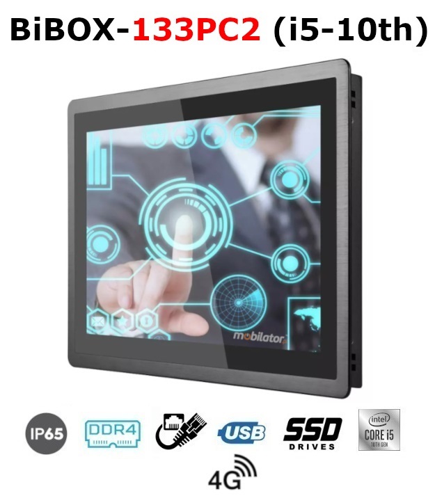 BiBOX-133PC2 (i5-10th) 2xLAN - Industrial PanelPC with modern i5-10210U processor with 4G module