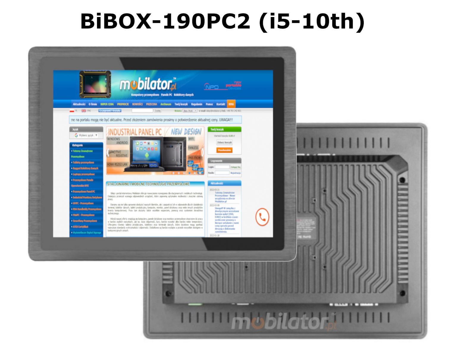 BiBOX-190PC2 (i5-10210U) v. 5 – Panel PC with modern Intel Core i5 processor, WiFi and Bluetooth module, 16GB RAM with SSD (512GB), 2xLAN, 4xUSB