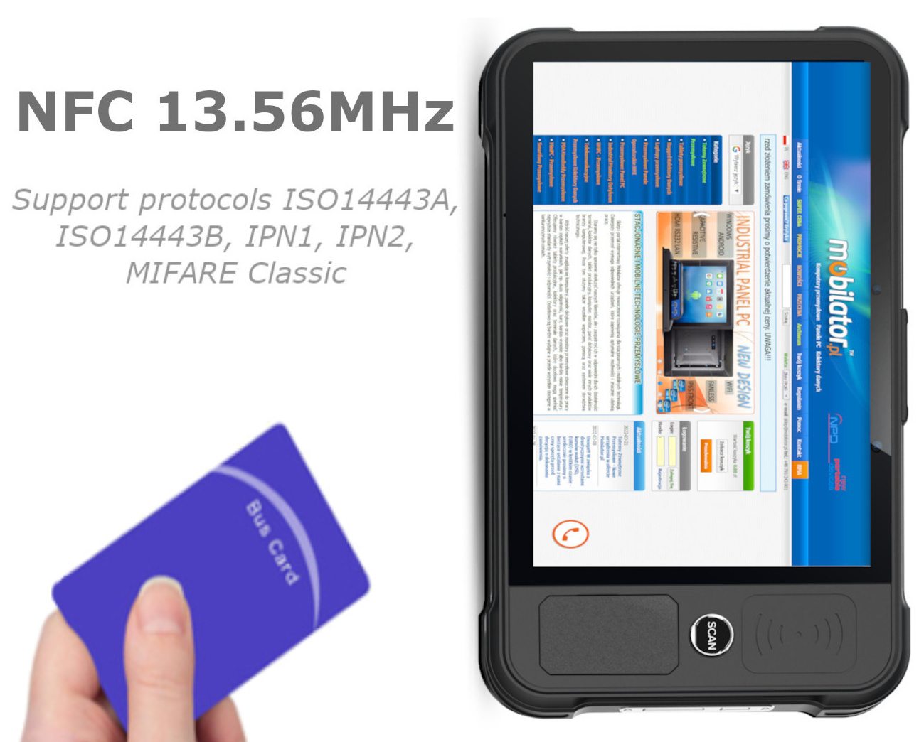 Support for a large number of NFC protocols in tablet P80-PE