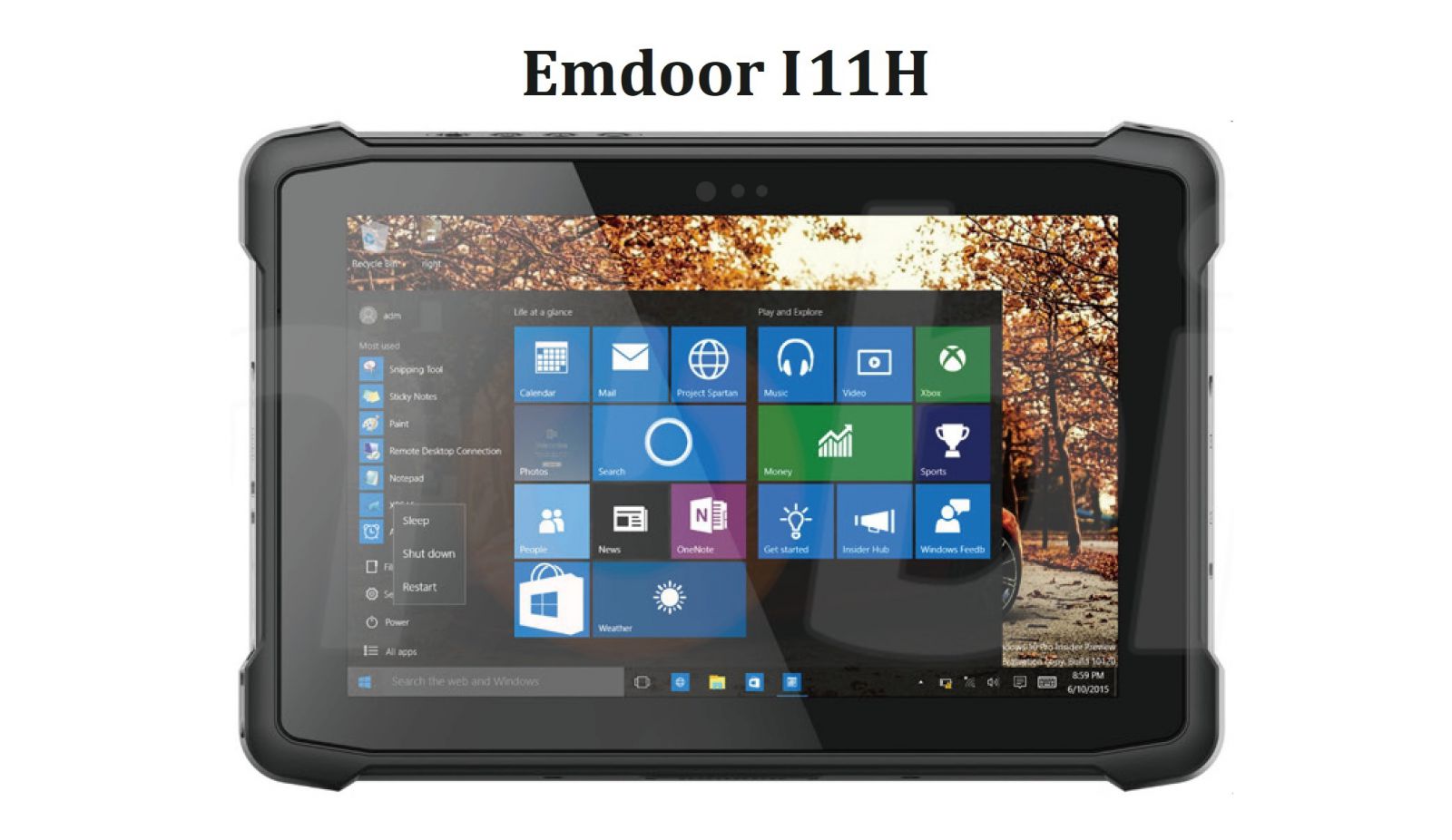 Emdoor I11H v.5 - Rugged 10-inch tablet with 1D MOTO code reader, Bluetooth 4.2, 4GB RAM memory, 64GB disk, NFC, 4G and Windows 10 PRO 