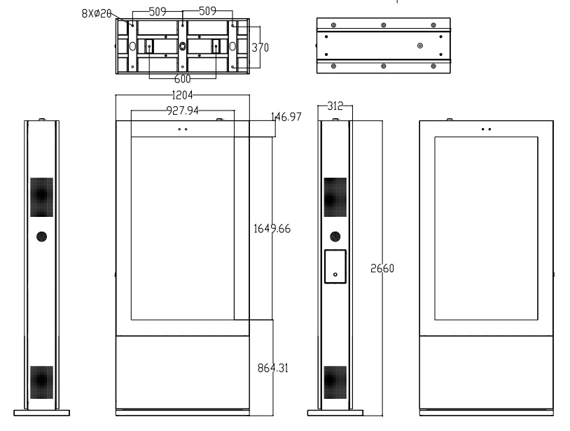 NoMobi Trex Hi75  Wolnostojcy panel z reklamami 75 calowy z android 10 oraz wifi i BT