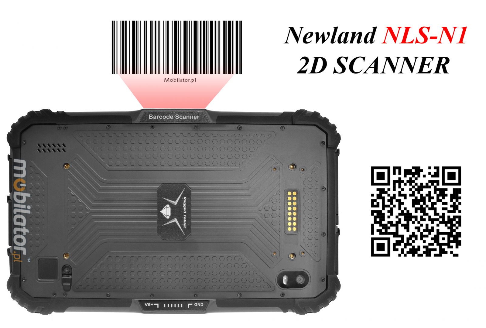 MobiPAD 9TS-5A - rugged tablet for working in extreme conditions with NFC and Newland N1 2D scanner, 8 inch touch screen, 400 nits, Android 11, 8-core 2.0GHz processor, 4GB RAM, 64GB ROM, IP65, WiFi, Bluetooth, 4G LTE