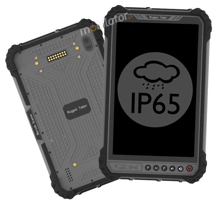 MobiPAD 9TS-5A - rugged industrial tablet with fingerprint and UHF RFID reader (3-4m), 8 inch 400 nits touch screen, Android 11, 6GB RAM, 128GB ROM, IP65 standard, shockproof, waterproof, dustproof