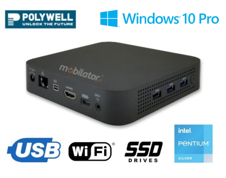 Polywell-J5040-NGC3 small reliable fast and efficient mini pc Windows 10 Pro