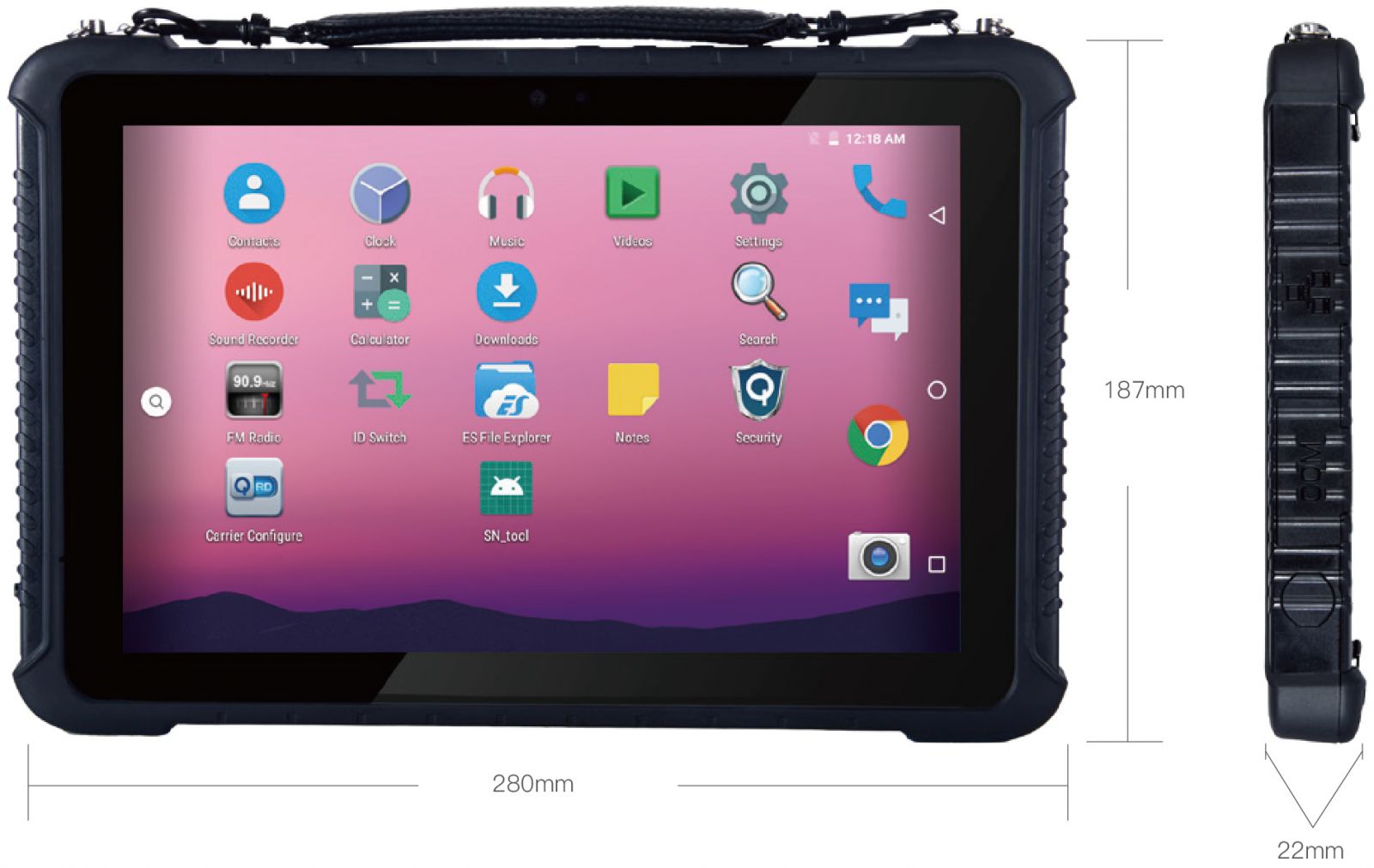 Emdoor Q16 v.6 - rugged 10 inch industrial tablet with Android 9.0, Honeywell TTL 2D code scanner, 4GB RAM and 64GB disk, AR Film and NFC 
