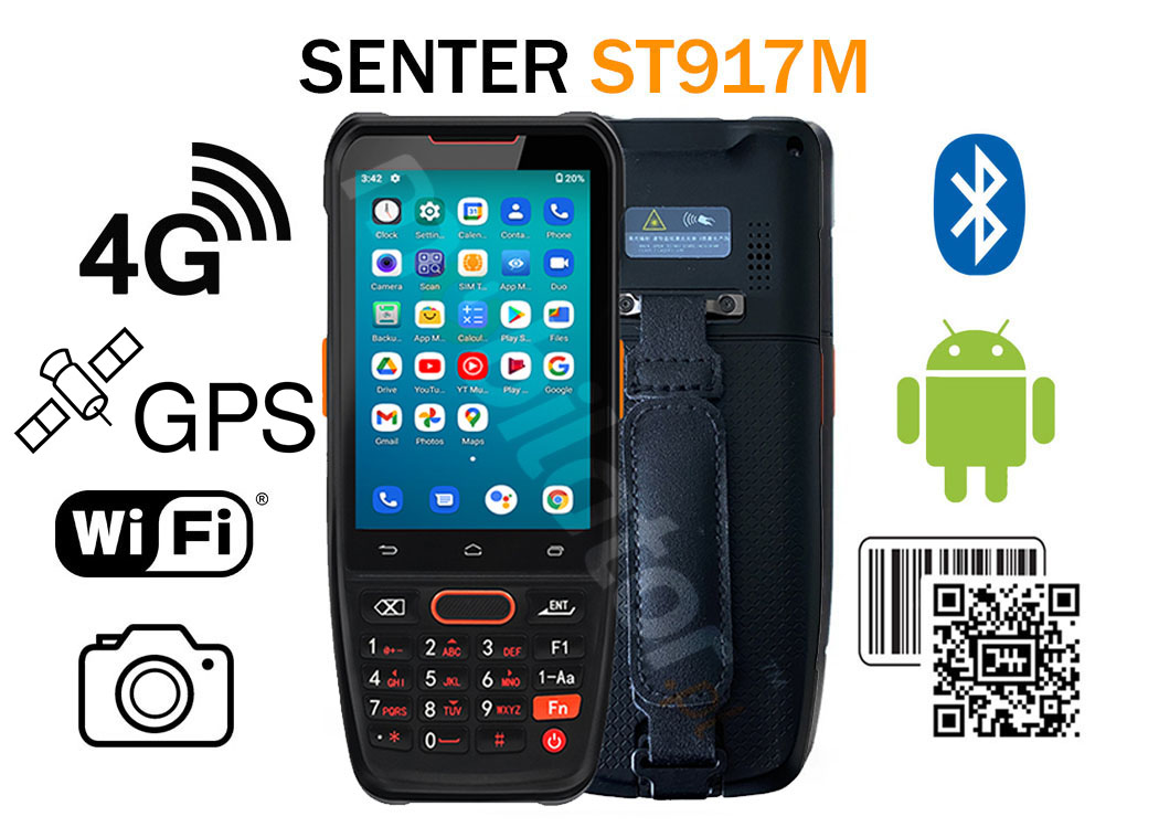 SENTER ST917M v. 3 – Reinforced data collector for shop with IP66, 4G and Wifi Standard and 2D Code Scanner Newland CM60