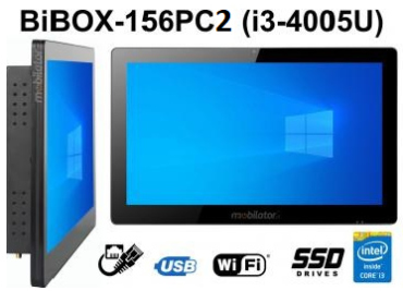 BiBOX-156PC2 (i3-4005U) v.3 - 15.6-inch IP65 reinforced panel - industrial touch computer - SSD expansion, 8 GB RAM with i3 (2xLAN, 4xUSB)