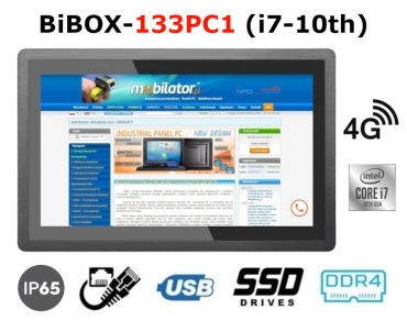 BiBOX-133PC1 (i7-10th) v.3 - Supporting Windows 10, 13-inch computer panel for cold storage, equipped with 4G, fast SSD (256 GB) and 8 GB RAM