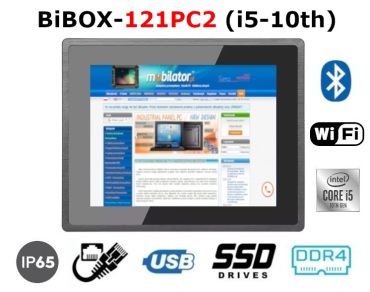 BiBOX-121PC2 (i5-10th) v.2 - Resistant panel with 256 GB SSD, 8 GB RAM, WiFi module, Bluetooth and IP65 screen resistance standard (2xLAN, 4xUSB)