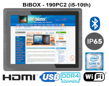 Wodoodporny przemysowy komputer panelowy z WiFi i Bluetooth  Windows 10 PRO pancerny wzmocniony  BiBOX-190PC2