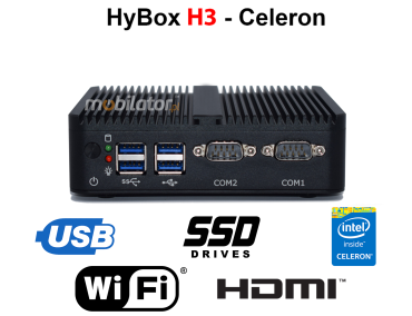 HyBOX H3 - Celeron J4125 -  Energooszczdny, wydajny i wytrzymay miniPC do uytku w przemyle, transporcie