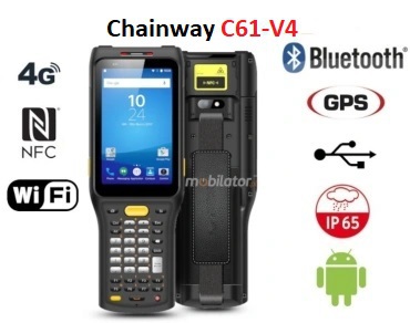 Chainway C61 -V4 v.7 - Data collector for warehouses with a 2D code reader with a range of 4m, 4GB RAM and 64GB ROM memory, 4G, NFC, GPS